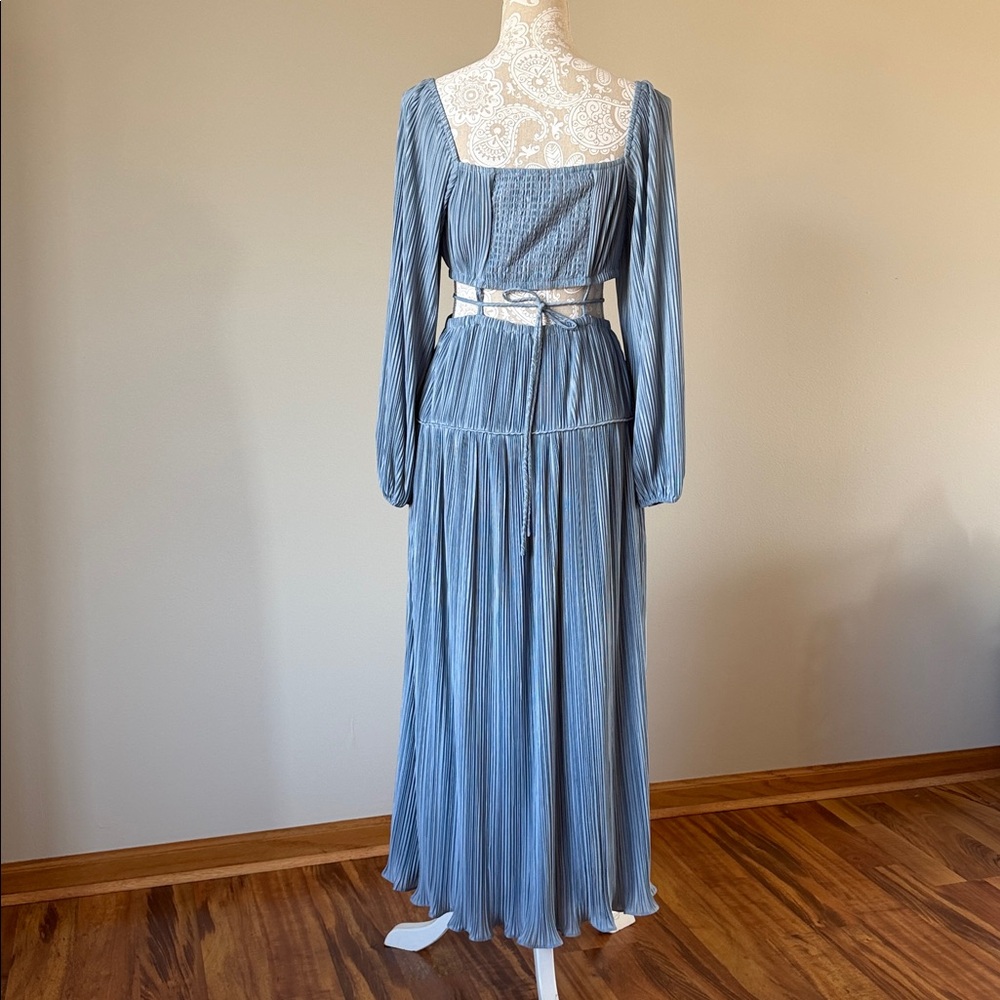 Moon River Long Sleeve Blue Pleated Dress sz M - Picture 12 of 13